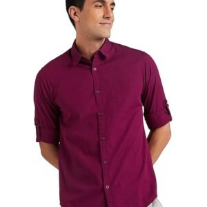 Amazon Brand - Symbol Men's Solid Cotton Shirt | Casual | Plain | Full Sleeve | Summer-Regular Fit (Available in Plus Size)